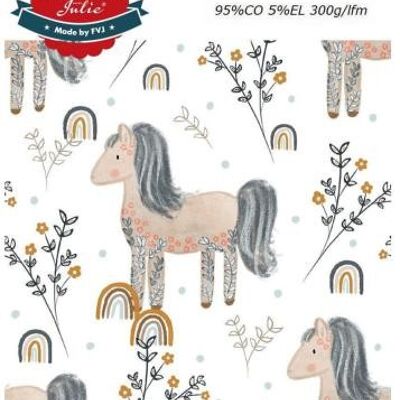 Pony con fiori e jersey di cotone arcobaleno