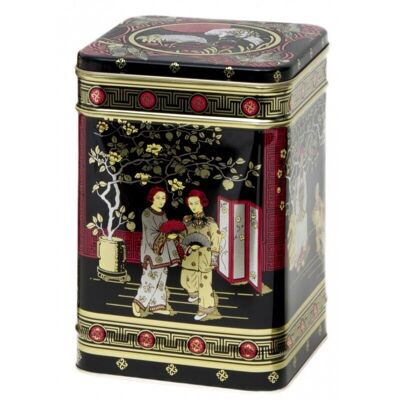 Boîte à thé "Chinese Art" sur fond noir, capacité 1kg