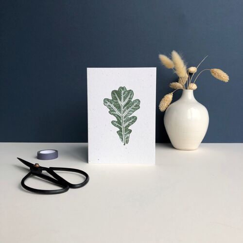 Plant Print Greeting card | single oak tree leaf print