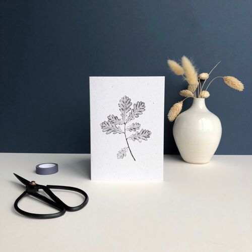 Plant print greeting card | Oak tree leaves print