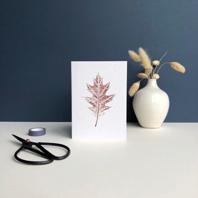 Plant Print Greeting Card | Northern Red Oak tree leaf print.