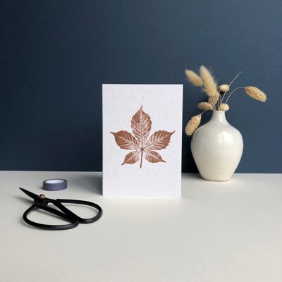 Plant Print Greeting card | Autumn horse chestnut tree leaf