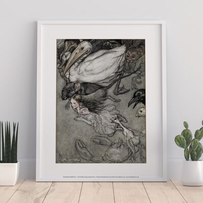 Alicia en el país de las maravillas - nadando con animales - 11X14" Premium Art Print