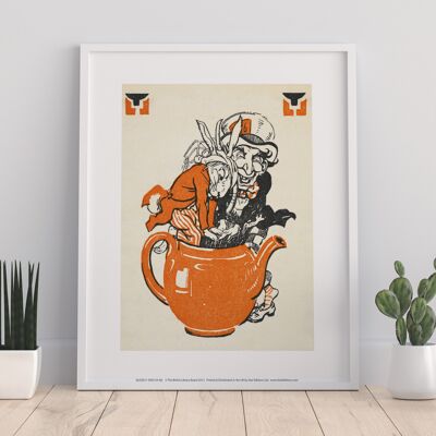 Alice im Wunderland – Verrückter Hutmacher in einer Teekanne – Premium-Kunstdruck im Format 11 x 14 Zoll