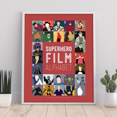 Alfabeto de película de superhéroes - Impresión de arte premium de 11X14"