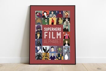 Alphabet de films de super-héros - Impression d'art premium 11 x 14 po 2