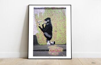 Grafitti Art - Monkey Siting On Paint Tin - 11X14" Premium Art Print 2