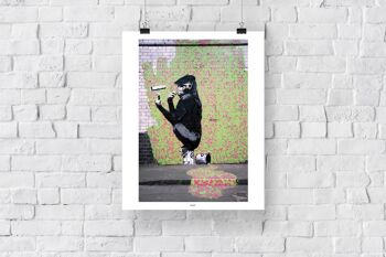 Grafitti Art - Monkey Siting On Paint Tin - 11X14" Premium Art Print 3
