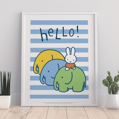 Miffy - Saying Hello With 3 Elephants - 11X14” Premium Art Print