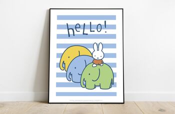 Miffy - Dire bonjour avec 3 éléphants - 11X14" Premium Art Print 2