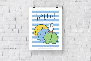 Miffy - Dire bonjour avec 3 éléphants - 11X14" Premium Art Print 3