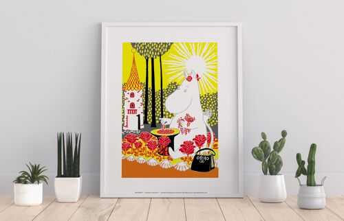 Moomin With Red Roses And Berries - 11X14” Premium Art Print