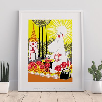 Moomin con rosas rojas y bayas - 11X14" Premium Art Print