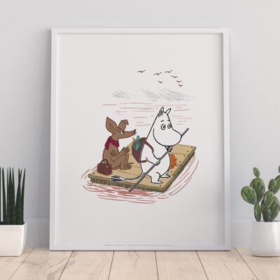 Moomintroll y Sniff On Floater In Water - Impresión de arte premium de 11X14"
