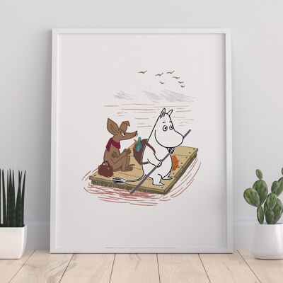 Moomintroll e annusare sul galleggiante in acqua - 11 x 14" stampa d'arte premium