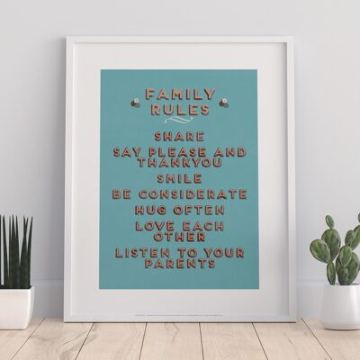 Póster -Reglas familiares - 11X14" Premium Art Print