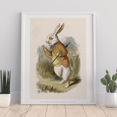 El conejo blanco revisa su reloj de bolsillo - Impresión de arte premium de 11X14"