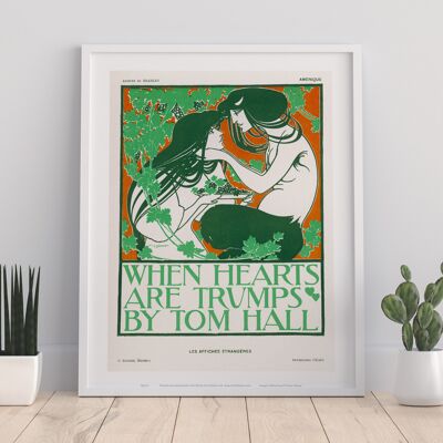 Image vert orange, homme et femme dans les bras l'un de l'autre - 11X14" Premium Art Print