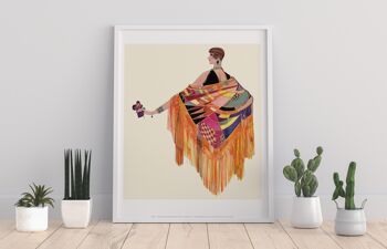 Illustration de Lady, Wrap coloré (Poncho) - 11X14" Premium Art Print 1