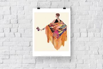 Illustration de Lady, Wrap coloré (Poncho) - 11X14" Premium Art Print 3