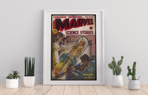 Marvel Science Stories, Newcast By Harl Vincent, A Red Circle Magazine, April-May - 11X14” Premium Art Print