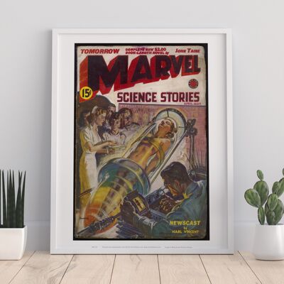 Marvel Science Stories, Newcast By Harl Vincent, A Red Circle Magazine, abril-mayo - 11X14" Premium Art Print