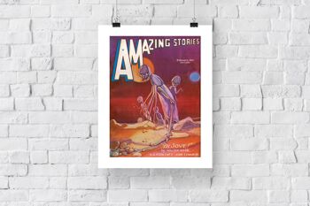 Amazing Stories, février 1937, 25 Cents, "By Jove!", Par Water Rose, S.A.Coblentz-John Edwards. - Impression artistique de qualité supérieure 11 x 14 po 3