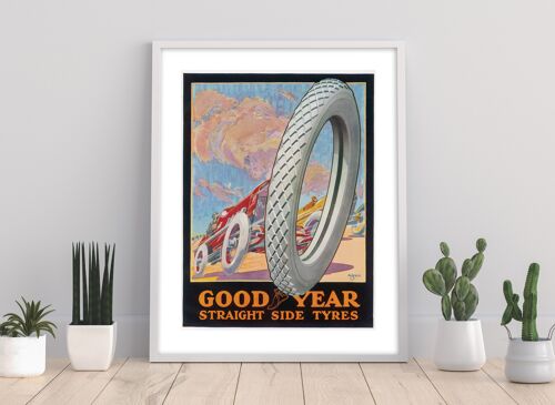 Vintage Retro Poster Of Good Year Straight Side Tyres - 11X14” Premium Art Print