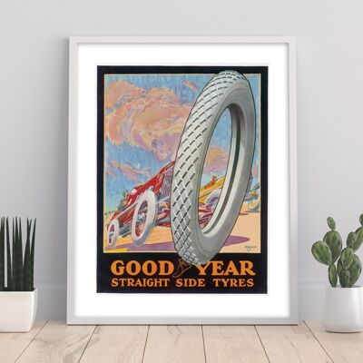 Vintage Retro Poster Of Good Year Straight Side Tyres - 11X14” Premium Art Print