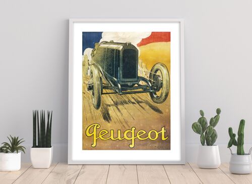 Vintage Retro Poster Of Peugeot Race Car - 11X14” Premium Art Print