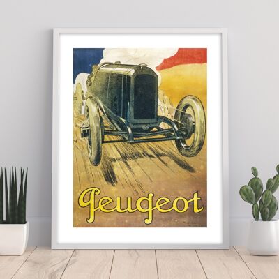 Vintage Retro Poster Of Peugeot Race Car - 11X14” Premium Art Print