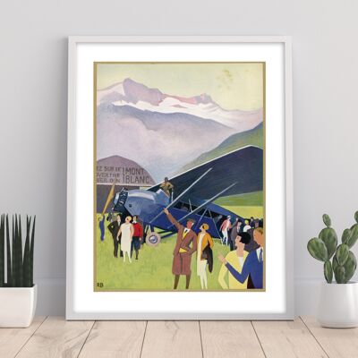 Berge, Flugzeug, Menschenmassen, Land – Premium-Kunstdruck im Format 11 x 14 Zoll