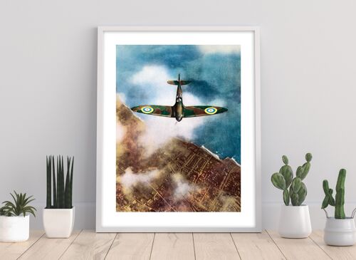 Spitfire, Birdeye View, Land And Water - 11X14” Premium Art Print