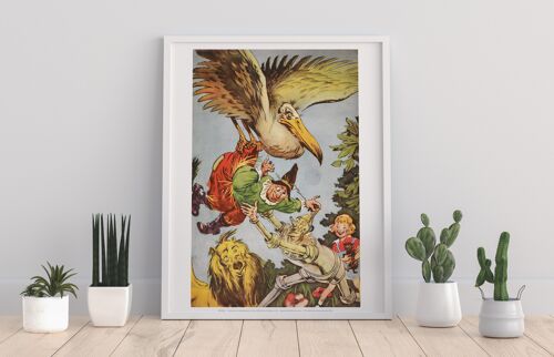 The Scarecrow Being Carried By A Pelican, Lion, Tinman, Dorothy, Toto - 11X14” Premium Art Print