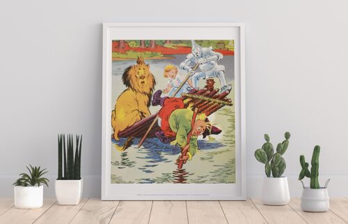 Raft, Lake, Lion, Dorothy, Tin Man, Oar, Toto, Scarecrow - 11X14” Premium Art Print