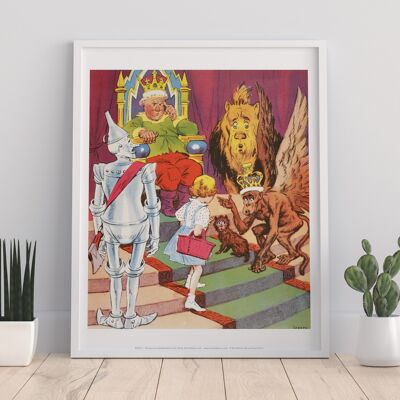 Vogelscheuche, Axt, Krone, Vogelscheuche, Dorothy, Toto, fliegender Affe, Löwe, Druck – 11 x 14 Zoll Premium-Kunstdruck