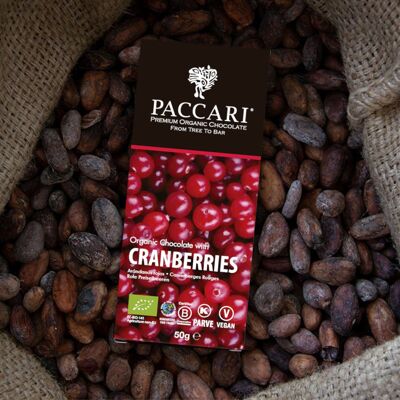 Canneberge au chocolat bio, 60% de cacao