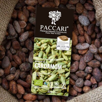 Chocolate orgánico cardamomo, 60% cacao