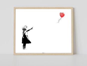Graffiti Art - Fille avec ballon coeur - 11X14" Premium Art Print 2