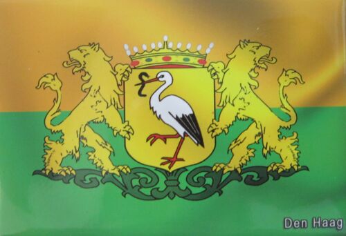 Fridge Magnet Flag with Coats of arms Den Haag