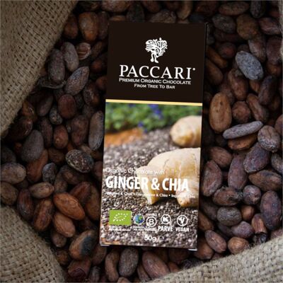 Chocolate orgánico jengibre y chía, 60% cacao