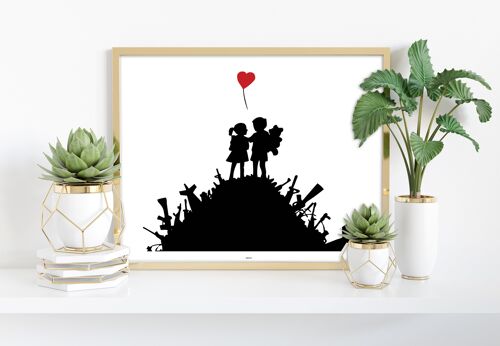 Graffiti Art - Kids With Heart Balloon - 11X14” Premium Art Print