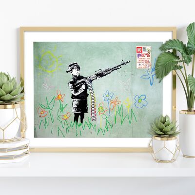 Niño en guerra - Impresión de arte premium de 11X14"