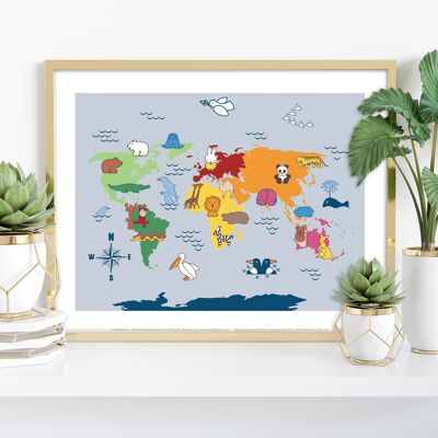 Mapa de animales de Miffy - Impresión de arte premium de 11X14"