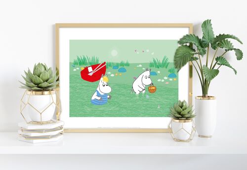 Moomins Bucket Fishing - 11X14” Premium Art Print