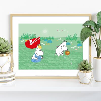 Moomins Bucket Fishing - 11X14” Premium Art Print