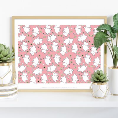 Moomins en repetición - rosa - 11X14" Premium Art Print