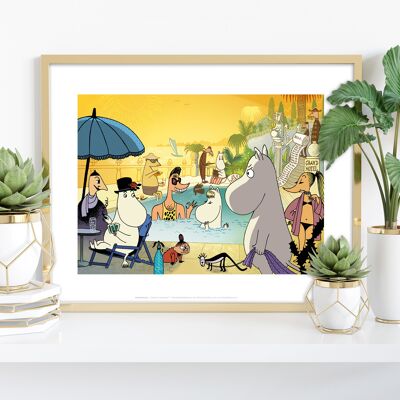 Fiesta en la piscina Moomin - Impresión de arte premium de 11X14"