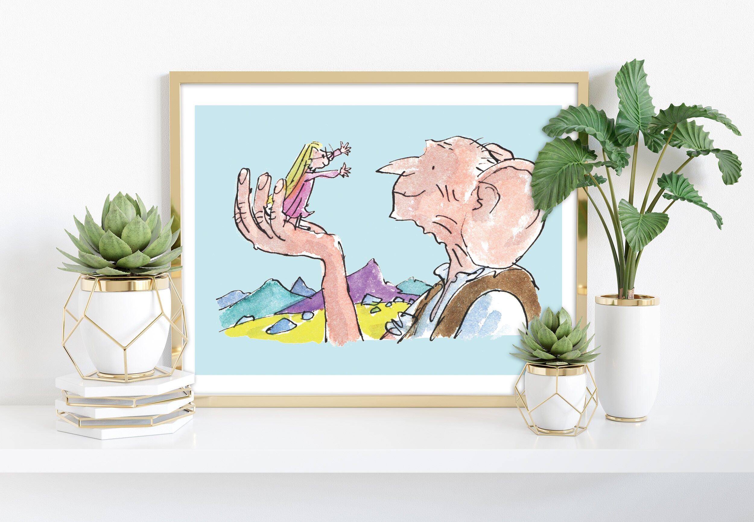 Le Bfg- Roald Dahl (Holding Little Girl) - 11X14" Premium Art Print