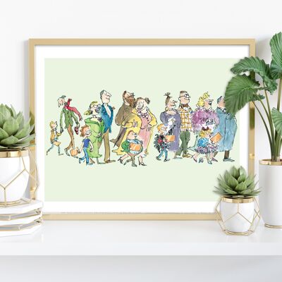 Charlie und die Schokoladenfabrik – Roald Dahl (Alle Gäste in der Fabrik) – 11 x 14 Zoll Premium-Kunstdruck